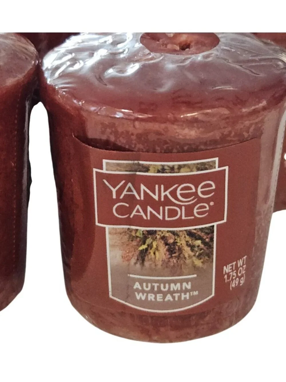 Yankee Candle 5 AUTUMN WREATH Red Votive Candles NEW